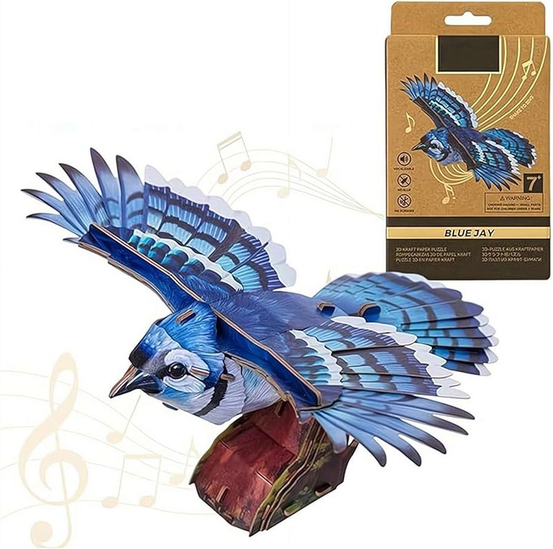 بلوبيرد DIY طقم نموذج ثلاثي الأبعاد للغز مع صوت نداء الطيور هدية حرفية تعليمية - Image 1